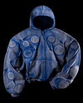 FADED COBALT ‘OXYGEN’ PADDED ZIP-UP HOODIE