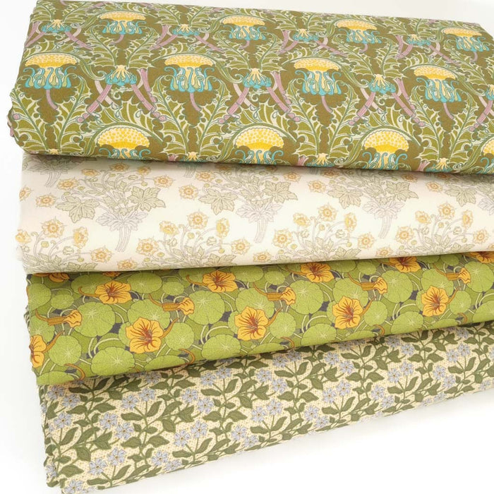 A fat quarter bundle of 4 Maurice Pillard art prints on cotton percale fabric