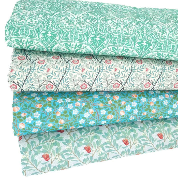 A mint coloured fat quarter bundle with four art prints by William Morris