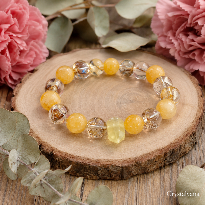 Fortune Citrine Golden Rutile Koi Bracelet | Wealth & Abundance Crystal | Crystalvana