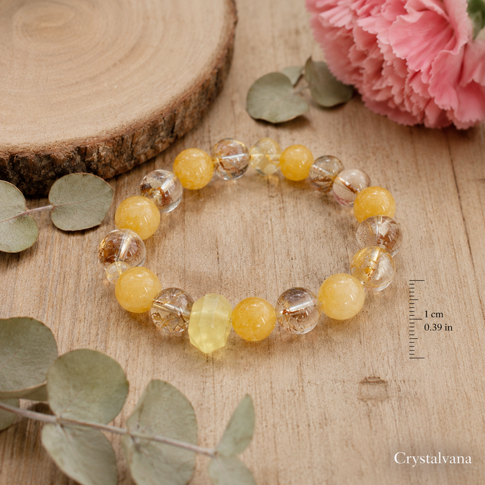 Fortune Citrine Golden Rutile Koi Bracelet | Wealth & Abundance Crystal | Crystalvana
