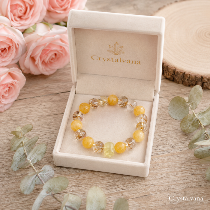 Fortune Citrine Golden Rutile Koi Bracelet | Wealth & Abundance Crystal | Crystalvana