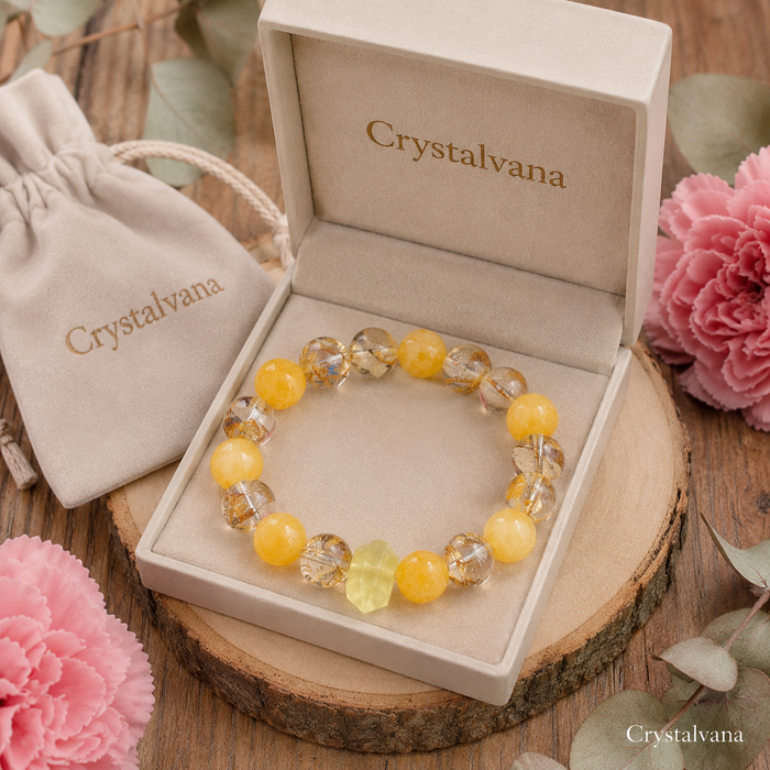 Fortune Citrine Golden Rutile Koi Bracelet | Wealth & Abundance Crystal | Crystalvana