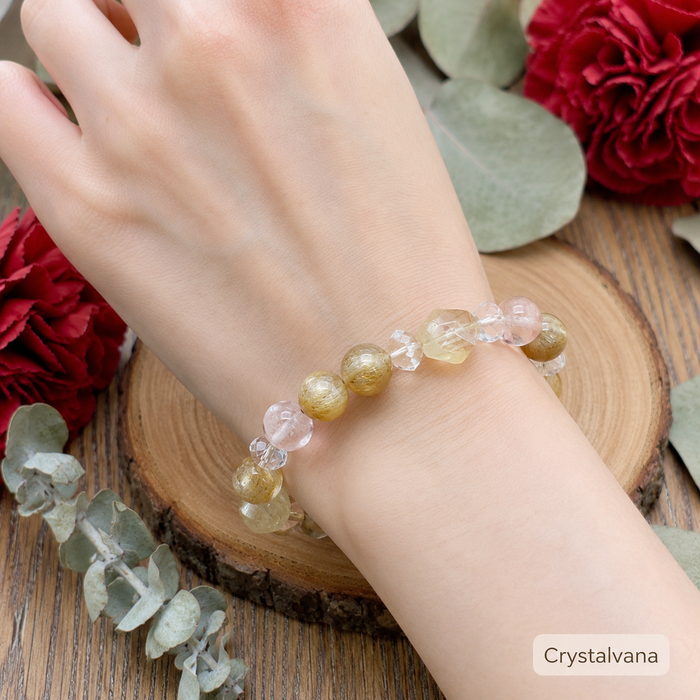 Fortune Gold Wealth Crystal 15mm Bracelet | Abundance & Prosperity | Crystalvana
