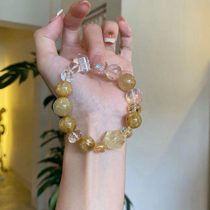 Fortune Gold Wealth Crystal 15mm Bracelet | Abundance & Prosperity | Crystalvana