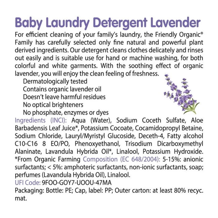 Friendly Organic Baby Laundry Detergent - Pack of 2 (Lavender)
