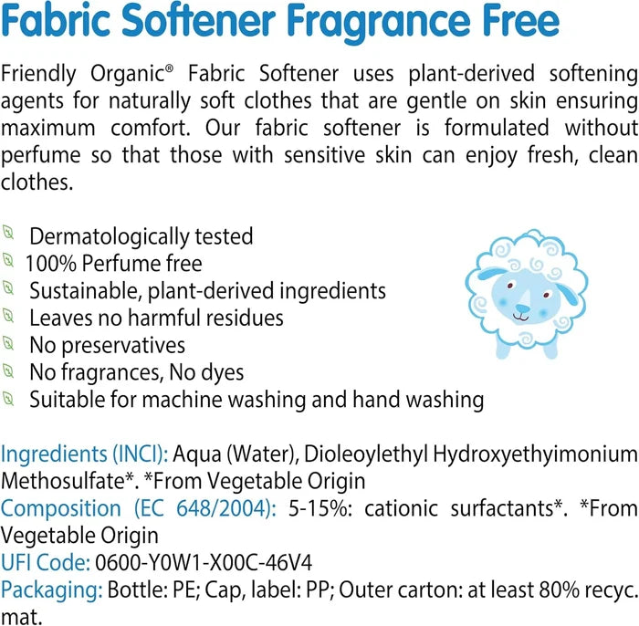 Friendly Organic Fragrance Free Baby Fabric Softener (750 ml)