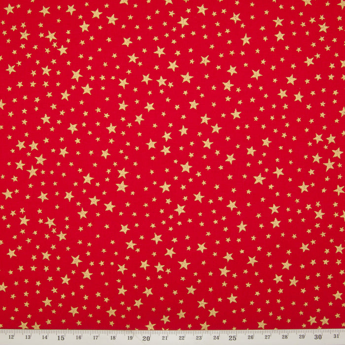 Gold Stars - Christmas Cotton Fabric - Half Metre Bundle