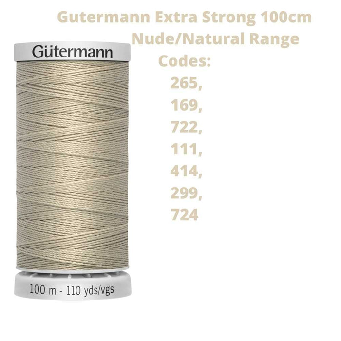 A reel of Gutermann Extra Strong thread with the codes of all Gutermann nude/natural thread available in the listing