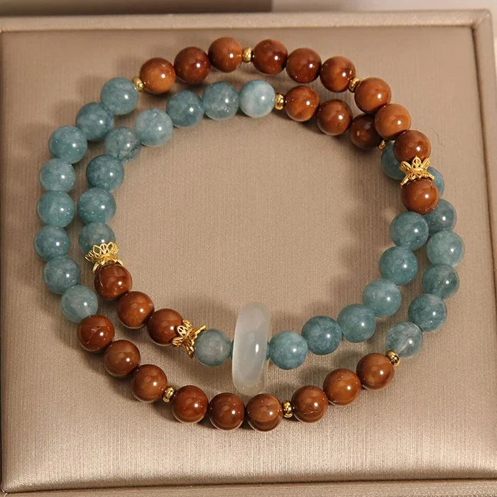 Double strand crystal bracelet with jade accent - detail three