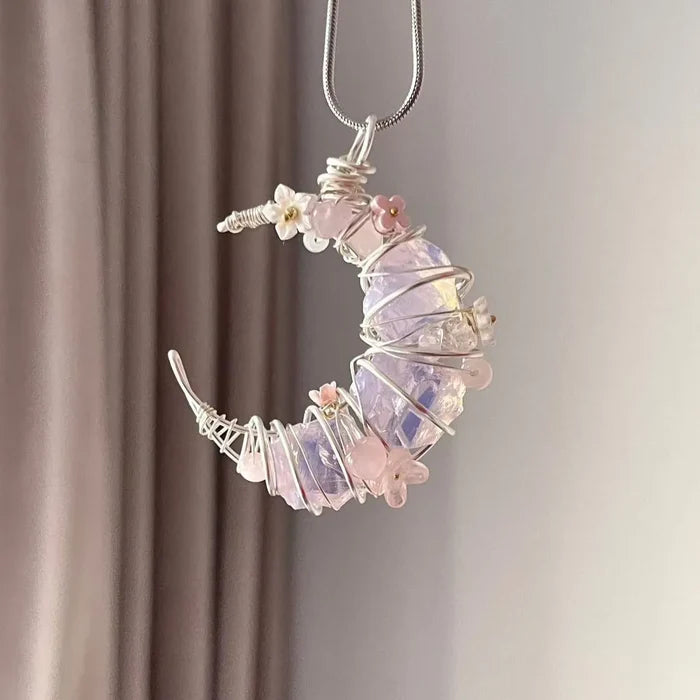 Raw Crystal necklace in gift packaging — handcrafted crystal necklace for positive energy by Crystalvana