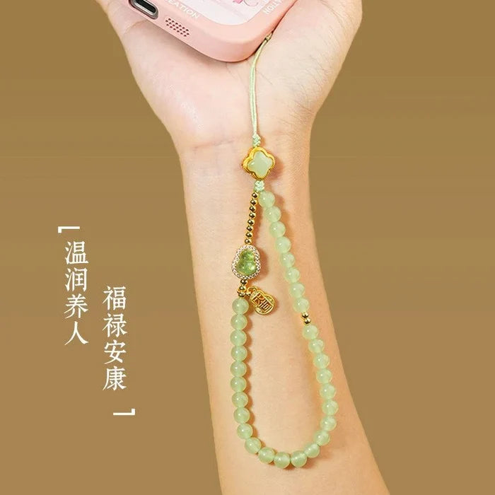Hetian Jade crystal phone charm for peace and serenity, Crystalvana