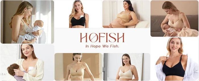 Hofish Maternity Nursing Bra for Breastfeeding Pregnancy Deep V Neck Wireless Bra with Extenders & Clips - Pack of 3
