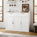 Homfa 2 Drawers Sideboard Buffet Cabinet, Wood Storage Cabinet with Adjustable Shelves for Dining Room, White