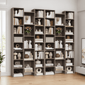Homfa 2 Pieces Bookshelves, 71¡¯¡¯ Tall Three Row Bookshelf with Adjustable Shelves, 21-Cubes CD Display Storage Organizer Shelf for Living Room Home Office, Oak