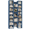 Homfa 21-Cube Bookcase, 71¡¯¡¯ Tall Wooden Bookshelves with Adjustable Shelves, Triple Wide CD Display Storage Organizer Shelf for Home Office, Blue