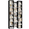 Homfa 21-Cube Bookcase, 71¡¯¡¯ Tall Wooden Bookshelves with Adjustable Shelves, Triple Wide CD Display Storage Organizer Shelf for Home Office, Black+White