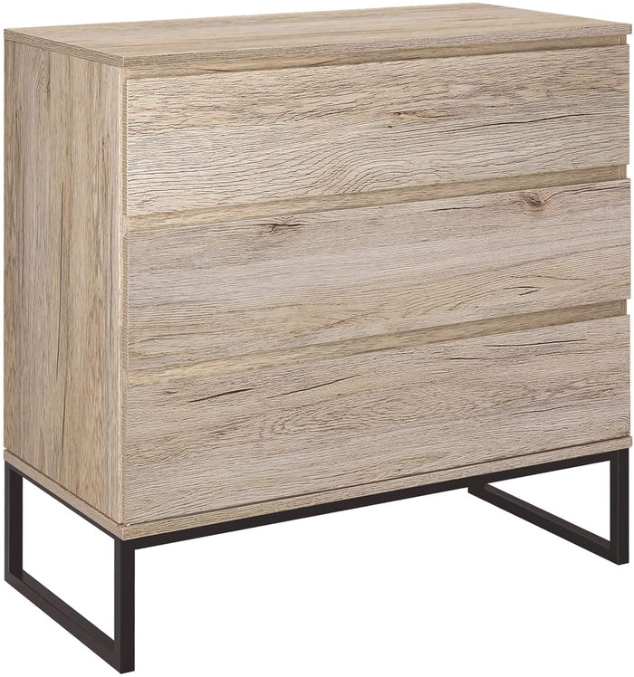 Homfa 3 Drawer Chest, Storage Dresser Cabinet with Steel Legs, Collection Organizer Nightstand Sofa Sideboard Buffet Cabinet, Accent Decor Furniture for Office Home, Assembly Requires