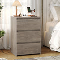 Homfa 3 Drawers Nightstand with Charging Station, Modern End Side Table, Wooden Storage Cabinet for Bedroom Living Room, Wash Gray