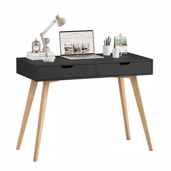 Homfa 39.4 Inch Small Computer Desk for Home Office, Gaming Writing Desks for Bedroom, Modern Study Work Table Simple Style Workstation, Black