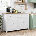 Homfa 4-Doors 2-Drawers Farmhouse Storage Cabinet, Wood Sideboard with Adjustable Shelves for Kitchen Dining Room, White
