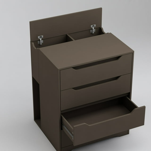 Homfa 4 Drawers Dresser with Flip Top, Modern Compact Bedroom Chest for Drawer, Dark Brown