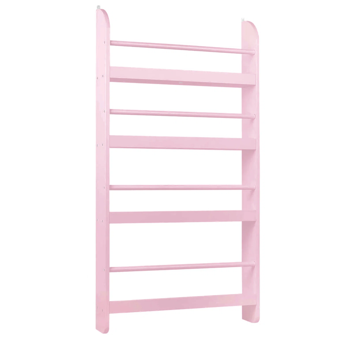 Homfa 4-Tier Wall Bookshelf, 44.5"H Wall Mounted Kids Bookshelf, Book Storage Rack for Kids Room, Nursery, Pink