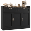 Homfa 47.2" Kitchen Buffet Cabinet with 2 Drawers, 3-Door Sideboard Storage Cabinet with Adjustable Shelf for Dining Room, Black