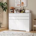 Homfa 47.2'' Kitchen Sideboard Buffet Cabinet with 4 Drawers and 4 Doors, Wood Coffee Bar Storage Cabinet with Adjustable Shelves, White