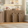 Homfa 47.2"W Kitchen Sideboard Credenza, Trash Can Cabinets Fits 12.5 Gallon Can, 2 Drawer Wood Buffet Storage Cabinet with Adjustable Shelf, Rustic Brown