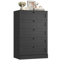 Homfa 5 Drawer White Bedroom Dresser, Modern Black Vertical Dresser Drawers Wood Organizer for Living Room Entryway Small Spaces