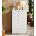 Homfa 5 Drawer White Bedroom Dresser, Modern Vertical Dresser Drawers Wood Organizer for Living Room Entryway Small Spaces