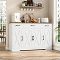 Homfa 55.1¡®¡¯ Farmhouse Kitchen Sideboard, 4-Doors 3-Drawers Wood Buffet Cabinet with Adjustable Shelves, White