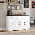 Homfa 55.1???¡¥ Farmhouse Kitchen Sideboard, 4-Doors 3-Drawers Wood Buffet Cabinet with Adjustable Shelves, Black & White