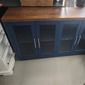 Homfa 55.1"W Modern Sideboard Buffet with Fluted Glass Doors, Accent Cabinet Console Table TV Stand, Blue & Brown