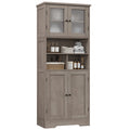 Homfa 58'' Tall Bathroom Cabinet with Doors and Shelves, Kitchen Hutch Linen Cabinet, Wash Gray