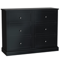 Homfa 6 Drawer Double Dresser, Wood Storage Cabinet for Living Room, Chest of Drawers for Bedroom, Black