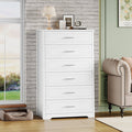 Homfa 6 Drawers Dresser for Bedroom, Modern Chest of  Drawers with Metal Easy Pull Handle, White