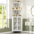 Homfa 6 Tier Corner Storage Cabinet, Metal Mesh with Adjustable Shelves for Bathroom Kitchen, White