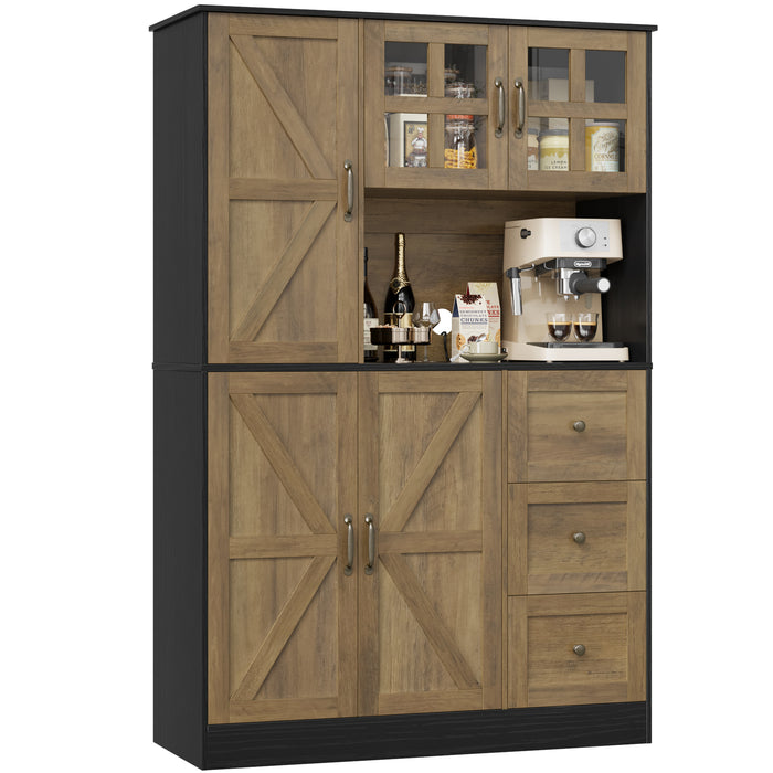 Homfa 62'' Kitchen Pantry Cabinet, Modern Storage Cabinet with Doors and Shelves, Freestanding Cupboard for Living Dining Room, Oak
