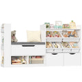 Homfa 63'' Kids Bookshelf with Reading Nook, Large Toy Storage Organizer with 3 Drawers & 6 Storage Bins, Kids Toy Storage Box with Bench for Playroom, Kid Room, White