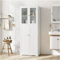 Homfa 67'' Bathroom Cabinet with Frosted Glass Doors, Floor Tall Storage Cabinet Wood Linen Cabinet for Bathroom , White