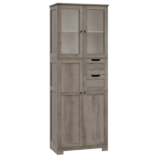 Homfa 67"H Bathroom Cabinet, Linen Cabinet with Doors and Drawers, Kitchen Cupboard, Wash Gray