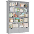 Homfa 68.9" Tall Geometric Bookcase and Bookshelf with 4 Drawers for Adults Teen, Gray