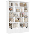 Homfa 68.9" Tall Geometric Bookcase and Bookshelf with 4 Drawers for Adults Teen, White