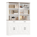 Homfa 69'' Tall Bookshelf with Drawers & Doors, 6-Tiers Double Wide Bookcases and Bookshelves with Adjustable Shelves for Living Room Home Office, White