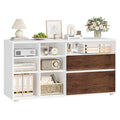Homfa 7 Cube Storage Organizer with Adjustable Shelf & Cable Management, Farmhouse Cube Bookcase with Drawer for Ofiice, White