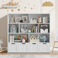 Homfa 7 Cube Toy Storage Organizer, Kids Geometric Bookcase and Bookshelf with 4 Drawers, Gray
