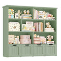 Homfa 7 Cube Toy Storage Organizer, Kids Geometric Bookcase and Bookshelf with 4 Drawers, Green