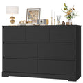 Homfa 7 Drawer Double Dresser, 47.2"W Contemporary Wood Chest of Drawer Storage Cabinet for Bedroom Living Room, Black
